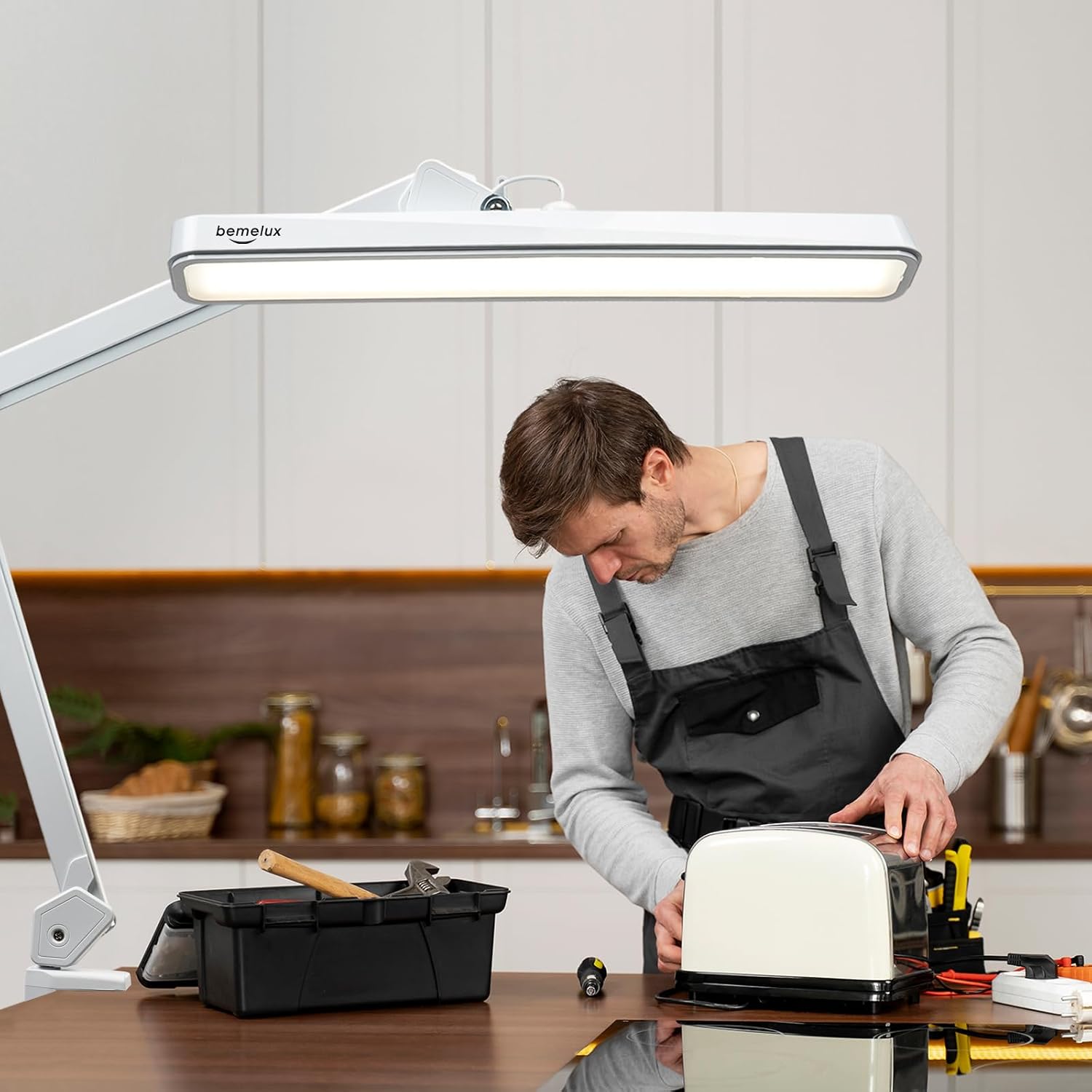 LED Architect Desk Lamp, 2500 Lumens, Dimmable, Metal Swing Arm, 5 Color Temperatures, 30W, Ideal for Task Work, Drafting, Reading, Clamp-on Office Table Lamp with 324 Bright LEDs(White,30CCT)