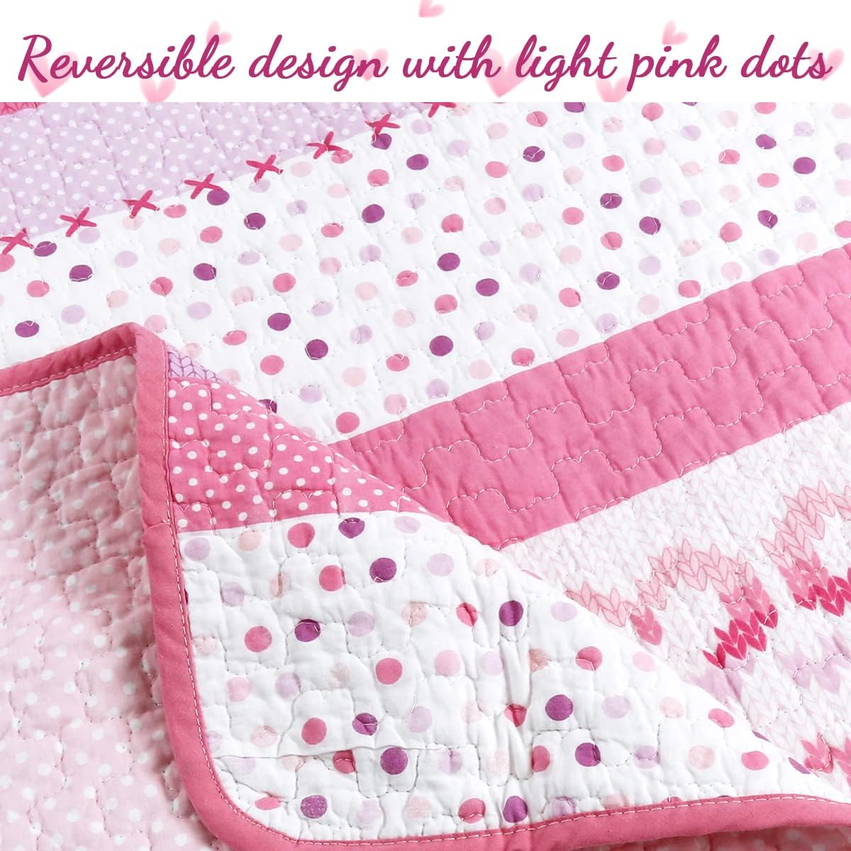 Cozy Line Home Fashions Pink Butterfly Knit 100% Cotton Reversible Quilt Bedding Set, Coverlet, Bedspreads (Twin - 5 Piece: 1 Quilt + 1 Standard Sham + 3 Decorative Pillows)