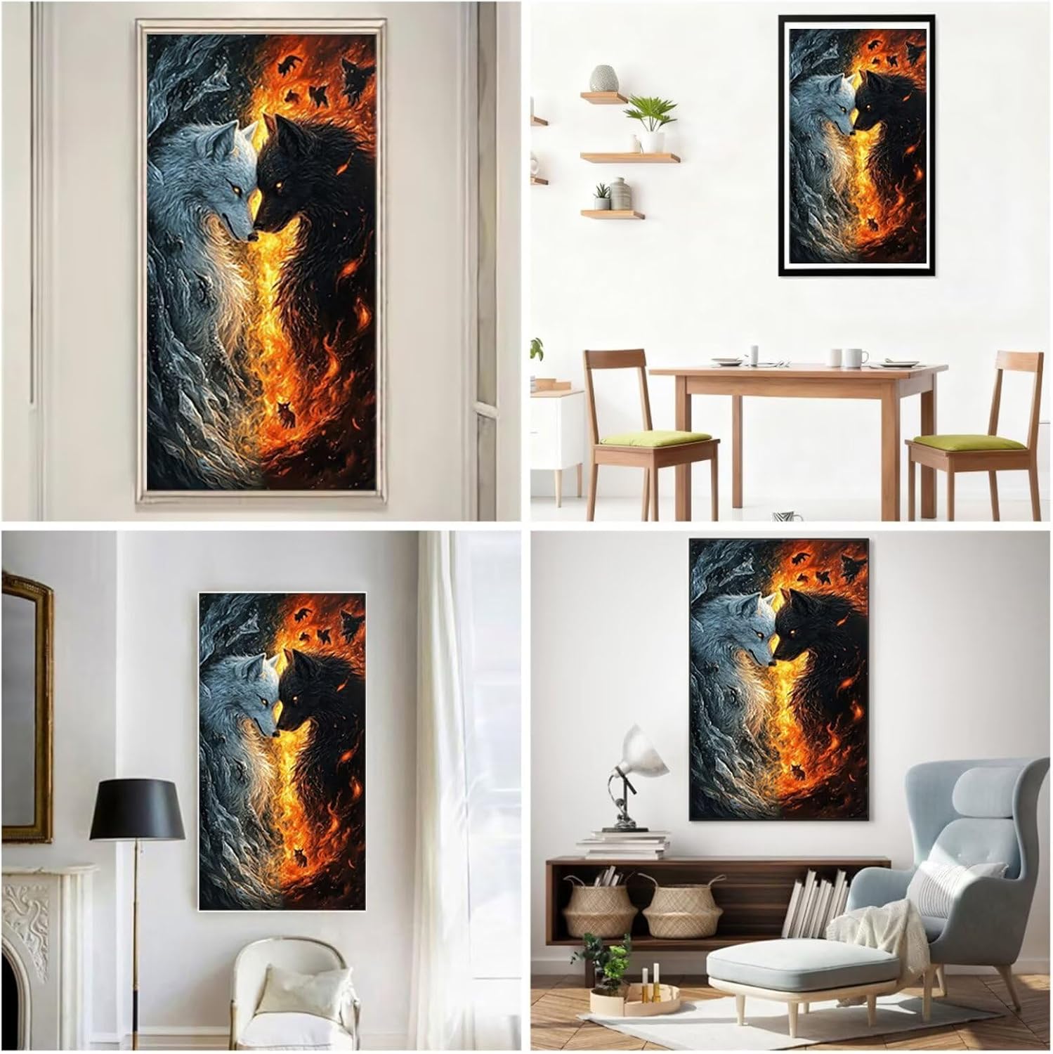 Diamond Art Kits for Adults Wolf Diamond Painting Kits, 5D DIY Square Animal Full Drill Dimond Art Paintings Crystal Rhinestones Crafts for Adults for Home Wall Decor, Large Size 36 x 72 Inch,Model756