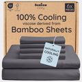 Bambaw 100% Viscose Derived from Bamboo Sheets King Size Set – 6pcs Set of Cooling Sheets for Hot Sleepers, Super Soft Bed Sheets King, Fits Up to 16'' Mattresses, Luxury Bedding Sets King (Charcoal)