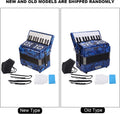 Accordion, 22 Keys 8 Bass Exquisite Celluloid Piano Accordion with Adjustable Straps, International Standard Professional Tuning Musical Instrument for Beginners Adults Stage Performance(Navy blue)