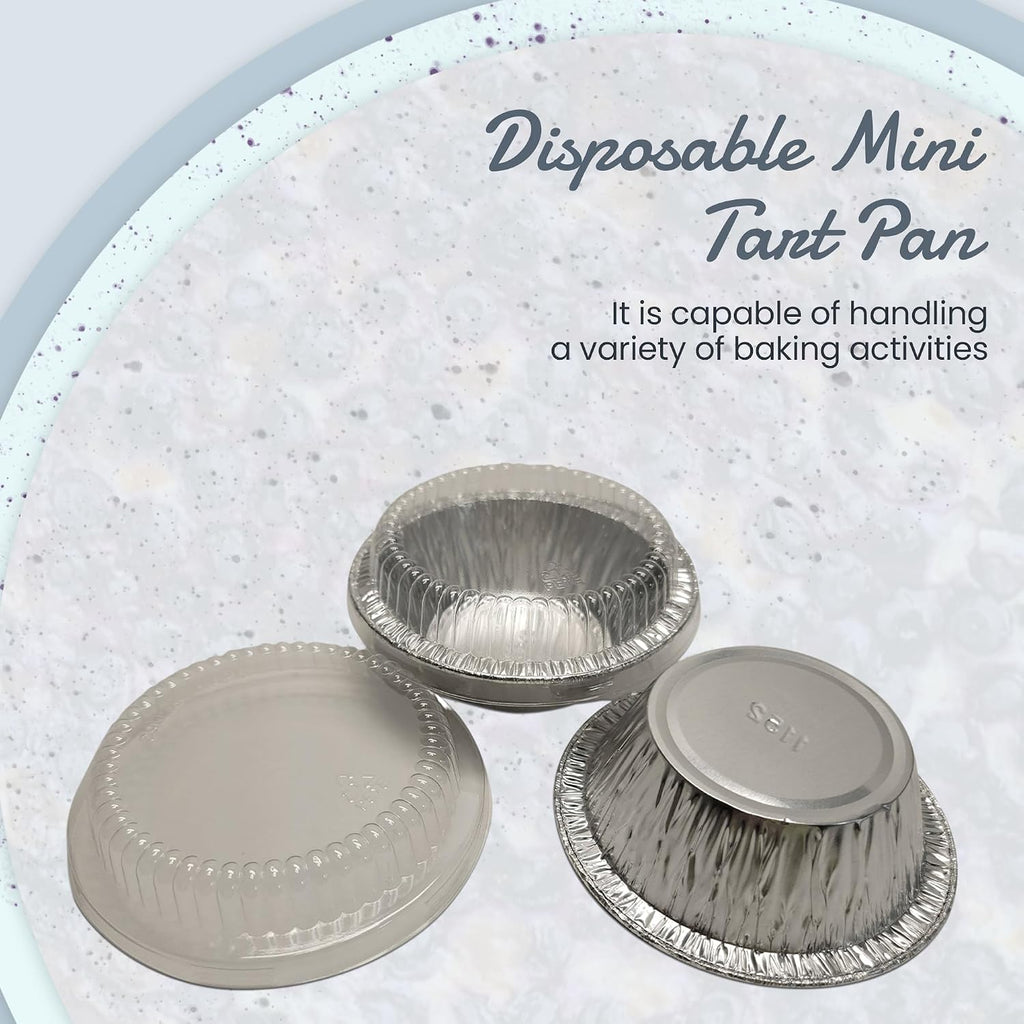 KitchenDance Mini Pie Tins with Snap-On Lids - Aluminum Pie Pans for Single Portions - Ideal for Fruit Tarts, Pies, Cheesecakes, Cobblers, Flan - Oven and Freezer Safe - 1152P (2000, Silver)