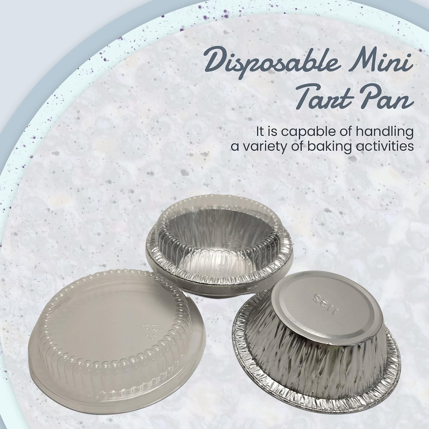 KitchenDance Mini Pie Tins with Snap-On Lids - Aluminum Pie Pans for Single Portions - Ideal for Fruit Tarts, Pies, Cheesecakes, Cobblers, Flan - Oven and Freezer Safe - 1152P (2000, Silver)