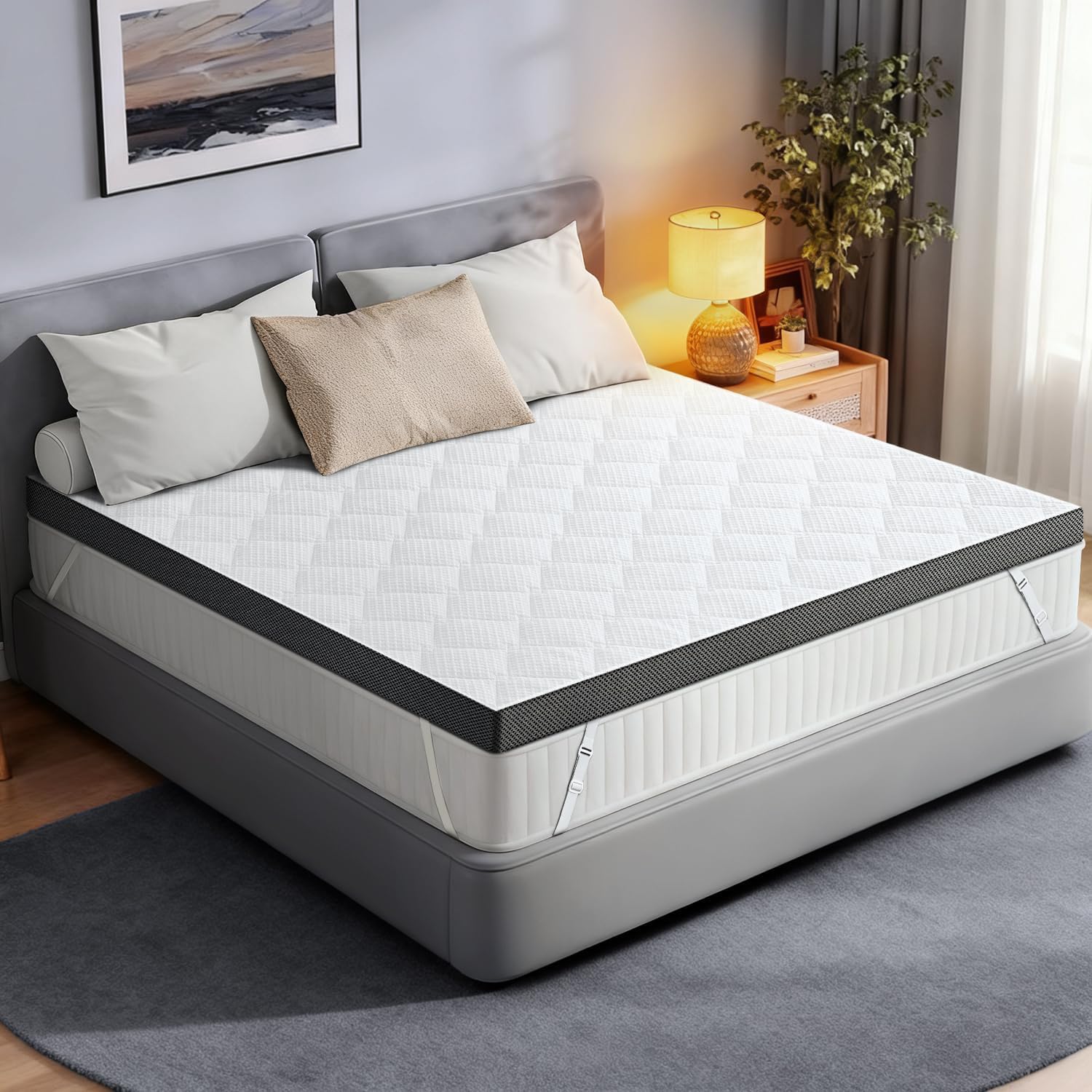 Extra Firm Mattress Topper Queen: 4 Inch High Density Foam Mattress Pad, Extra Support for Back Pain Bed Topper, Washable Breathable Anti-Slip Zipper Cover, CertiPUR-US Oeko-Tex Certified 80x60