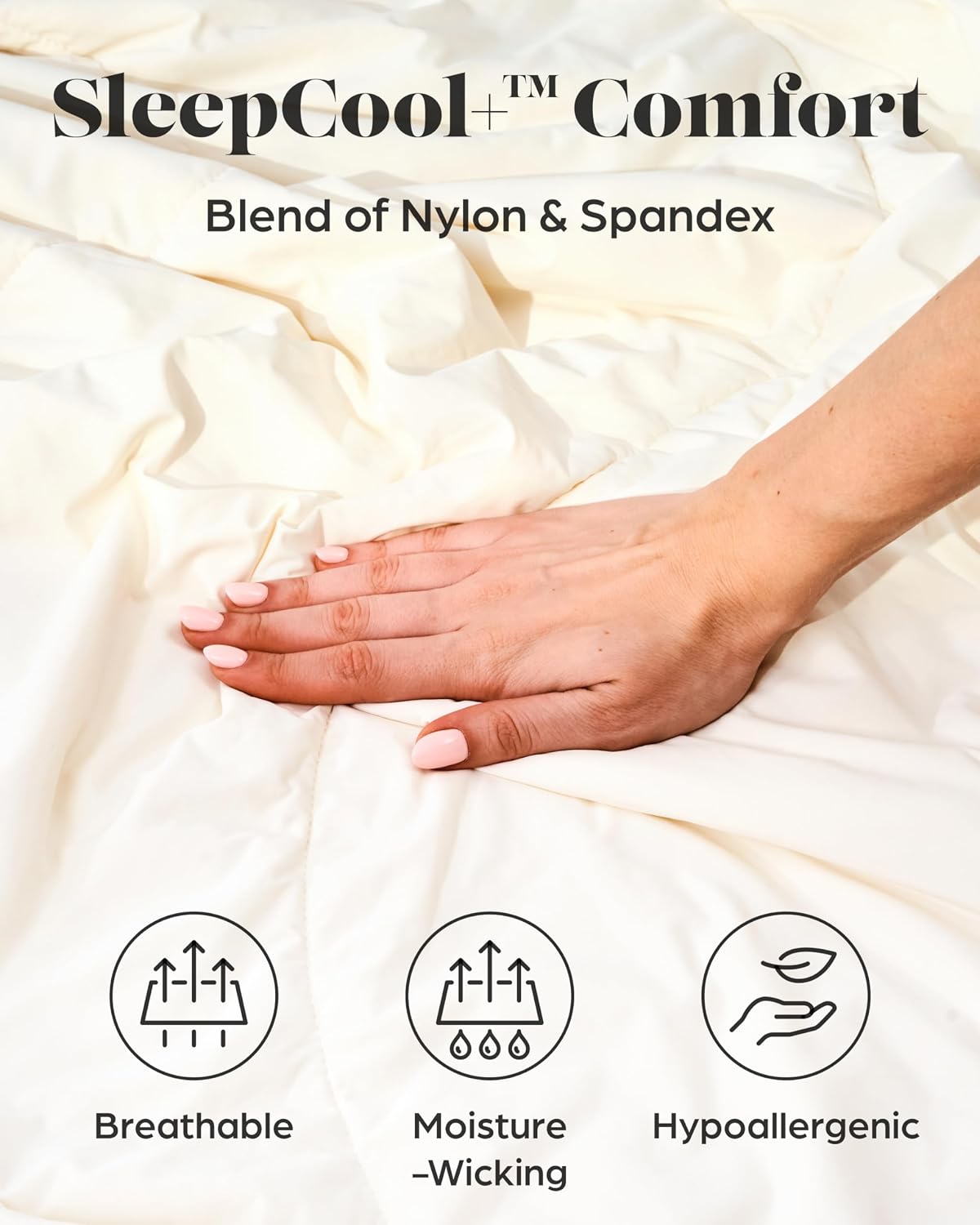 Lavish Comforts Cooling Comforter Queen Size 90x90, Cooling Blanket for Hot Sleepers & Night Sweats, Breathable Lightweight All Season Bedding Comforter, Soft Cream Duvet Insert