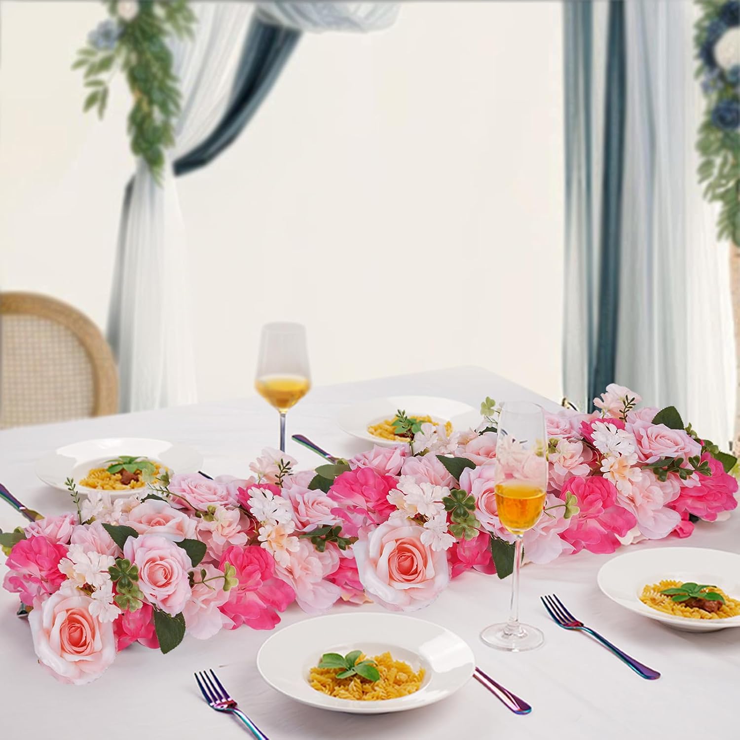 Pack of 10 Wedding Arch Decorations, 20.47 inch Artificial Flower Table Centerpieces Floral Arrangement for Wall Backdrop Party Bridal Shower Event Decor - Pink