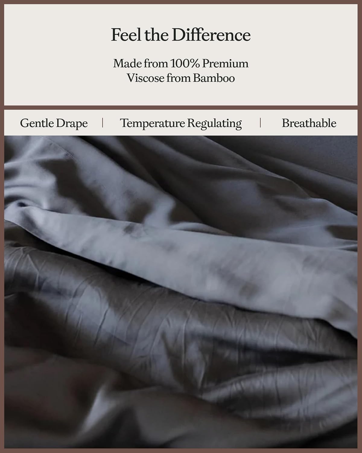 Cozy Earth Luxury Duvet Cover Queen - 100% Viscose from Bamboo - Ultra-Soft, Cooling & Lightweight Duvet Cover - Temperature-Regulating Bedding with Concealed Zip & Interior Snap Closures - Charcoal