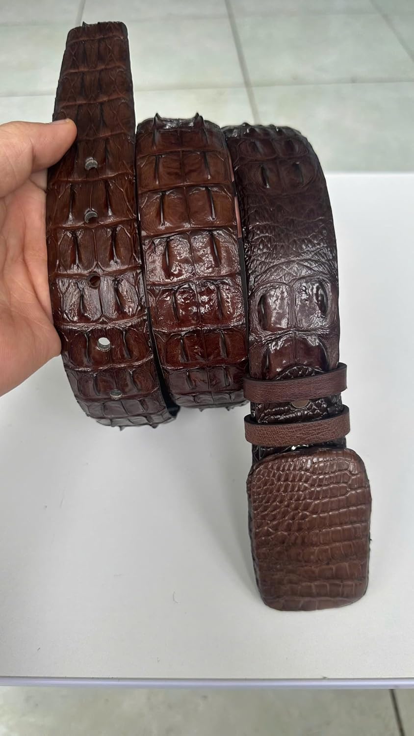 Genuine Alligator Leather Belts Buckle for Men, Crocodile Skin Belt for Mens
