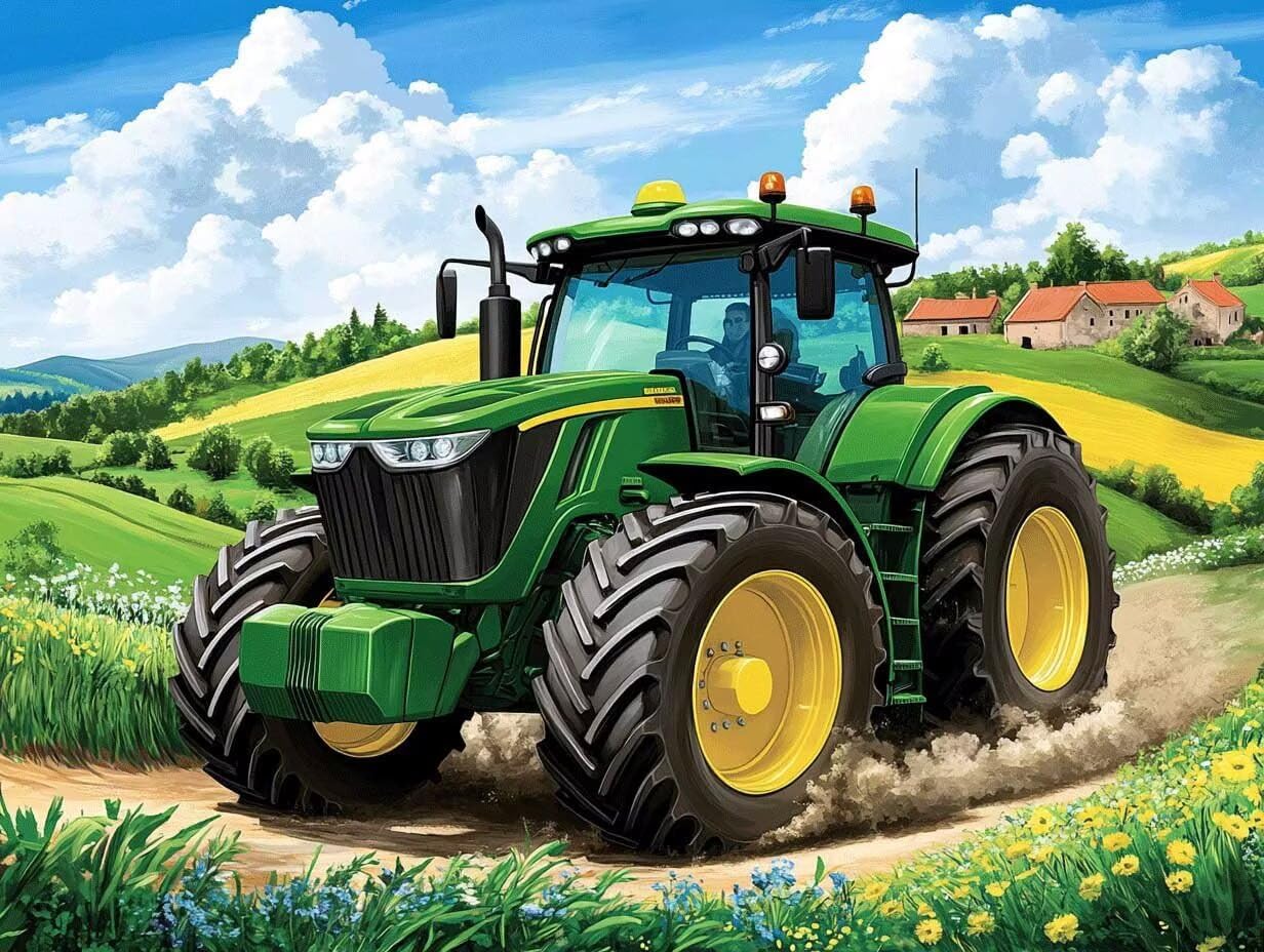 Diamond Art Tractor Diamond Painting Farm Dimond Art Painting for Adults Beginners, DIY 5D Crystal Gem Crafts Mosaic Kits for Adults Hobbies for Women Gifts, Home Wall Room Decor, 52'x40' -zjn2501111