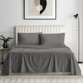 1000 Series- Extra Long Staple 100% Egyptian Cotton Sheet Set,Sateen Weave, Hotel Quality Soft Luxury Bedding, Queen Size 4 Piece Sheet Set Fit 15' Inch to 18' Deep Stripe Grey
