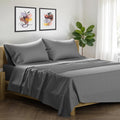 XOOX Linen 100% Egyptian Cotton Sheets Queen Size Bed Set - Luxury 1500 High Thread Count Egyptian Cotton Queen Sheet Set (4 PC, Dark Grey), 17' Deep Pocket, Silky Soft, Cooling, Sateen Weave Bedding