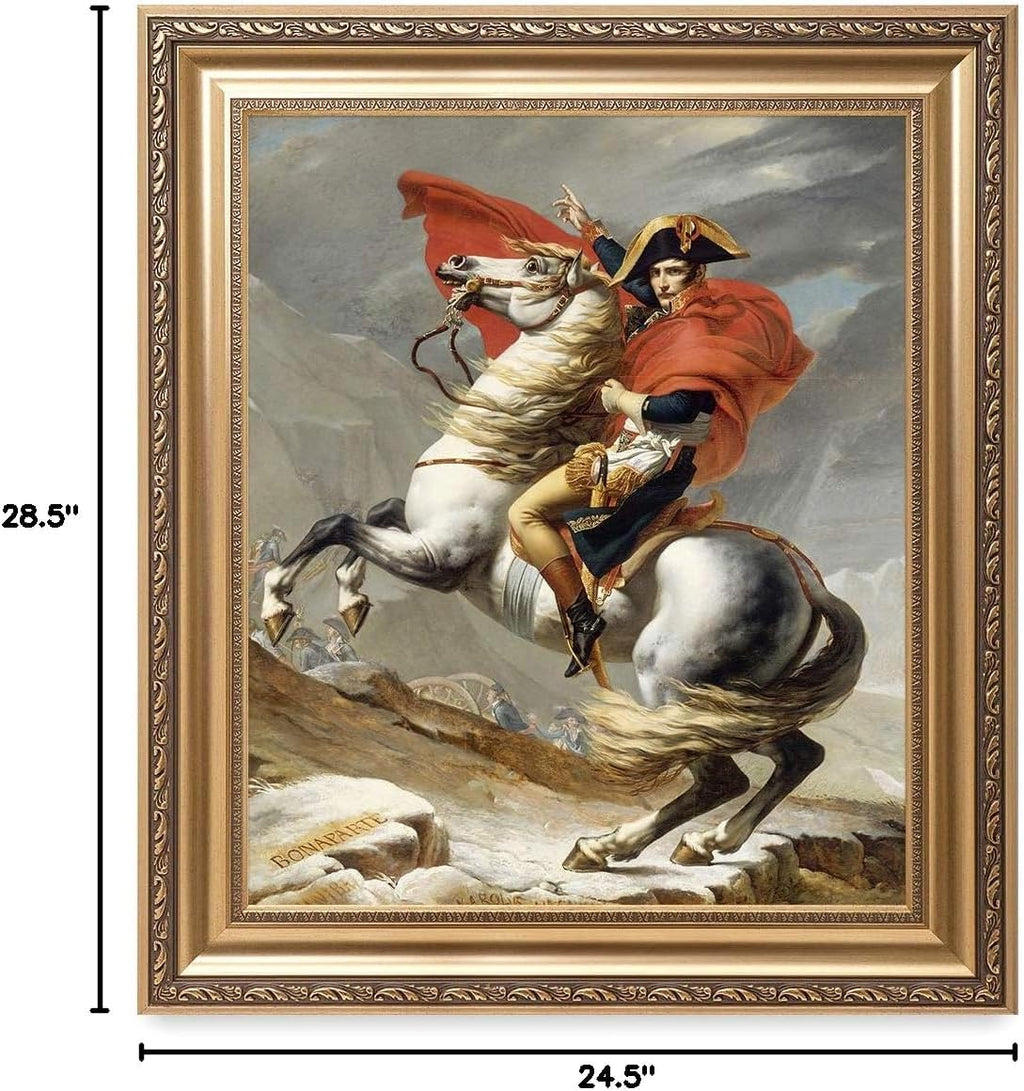 DECORARTS - Napoleon Crossing The Alps, Jacques Louis David Classic Art. Giclee Prints Framed Art for Wall Decor. Framed size: 26x30
