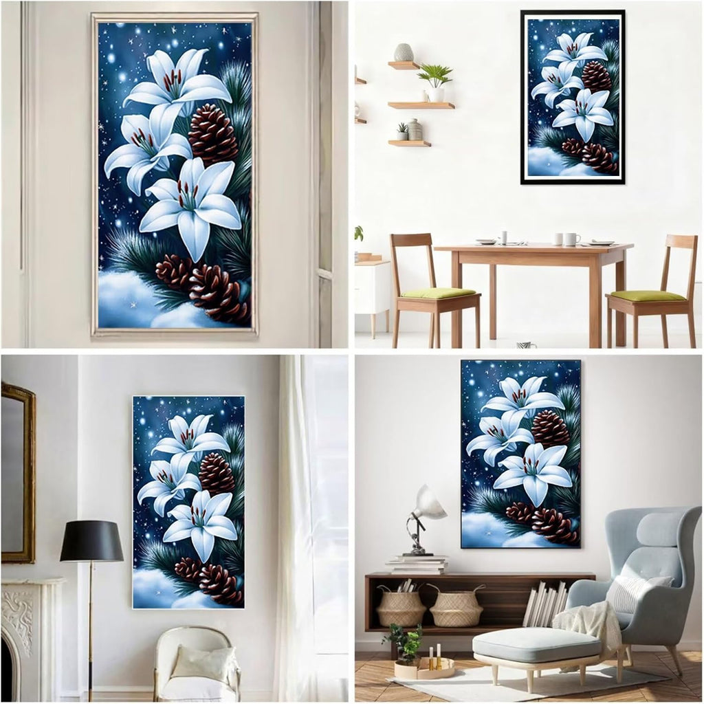 Diamond Art Kits for Adults Pine Cones Diamond Painting Kits, 5D DIY Round Flower Full Drill Dimond Art Paintings Crystal Crafts for Adults for Gift Home Wall Decor, Large Size 36 x 72 Inch, Model837