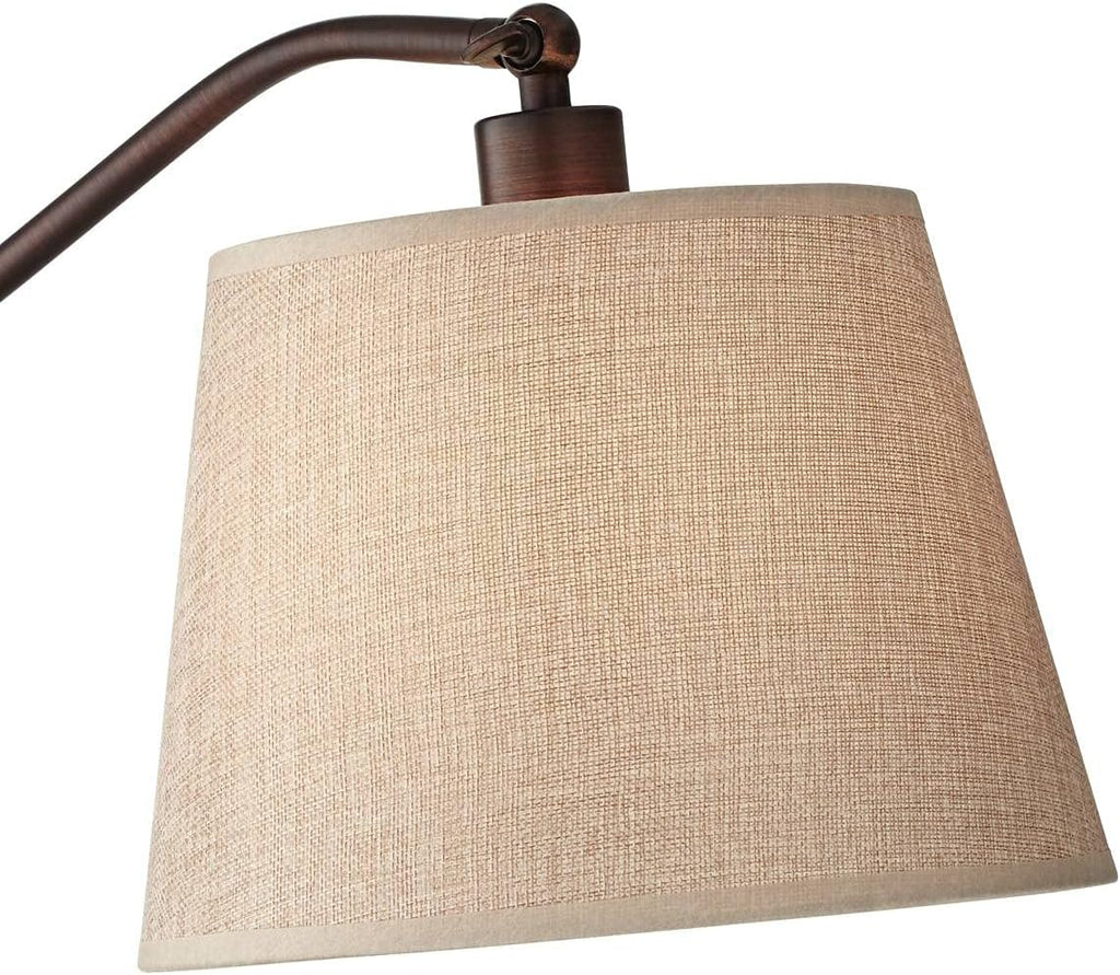 Regency Hill Adley 30 1/2' Tall Downbridge Arm Large Farmhouse Rustic Traditional Desk Lamps Set of 2 Adjustable Height Brown Bronze Finish Metal Tan Shade Home Office Living Room Bedroom Bedside