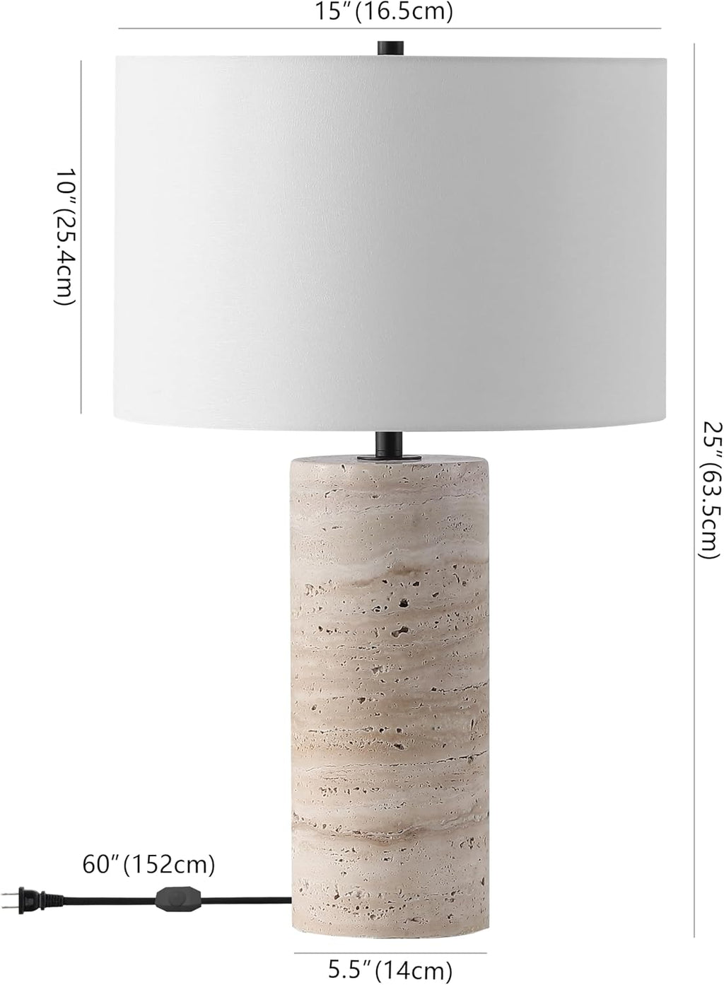 SAFAVIEH Couture Lighting Collection Rynetta Light Brown/White 24-inch Dimmable Table Lamp for Bedroom Living Room Home Office Desk Nightstand (LED Bulb Included)