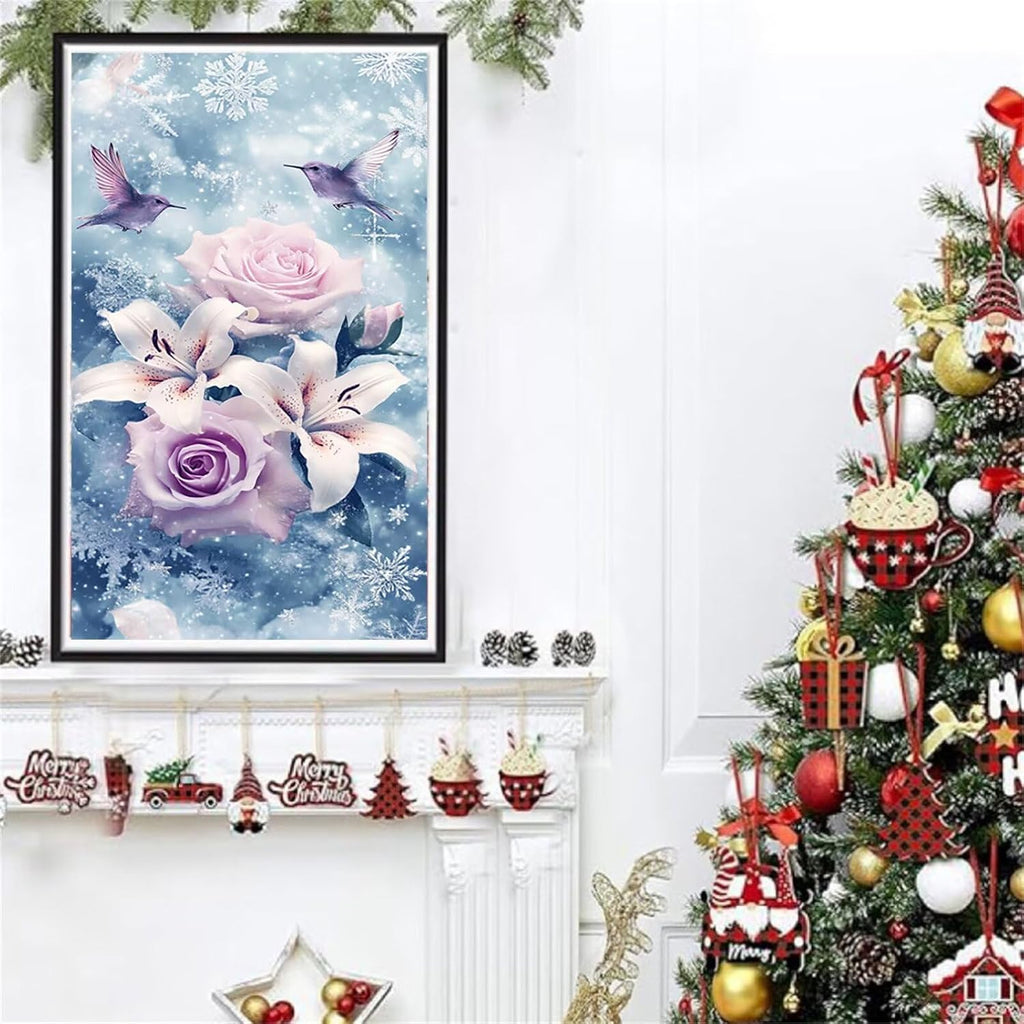 Diamond Art Kits for Adults Snow Diamond Painting Kits, 5D DIY Square Flower Full Drill Dimond Art Paintings Crystal Rhinestones Crafts for Adults for Home Wall Decor, Large Size 40 x 80 Inch,Model894