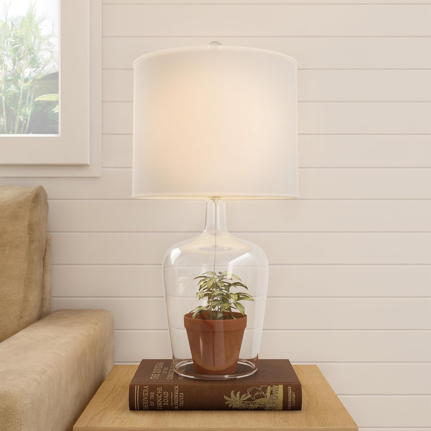 Glass Cloche Table Lamps – Set of 2 Modern Farmhouse Accent Lights with LED Bulbs – Home Décor for Bedroom, Living Room, or Office by Lavish Home