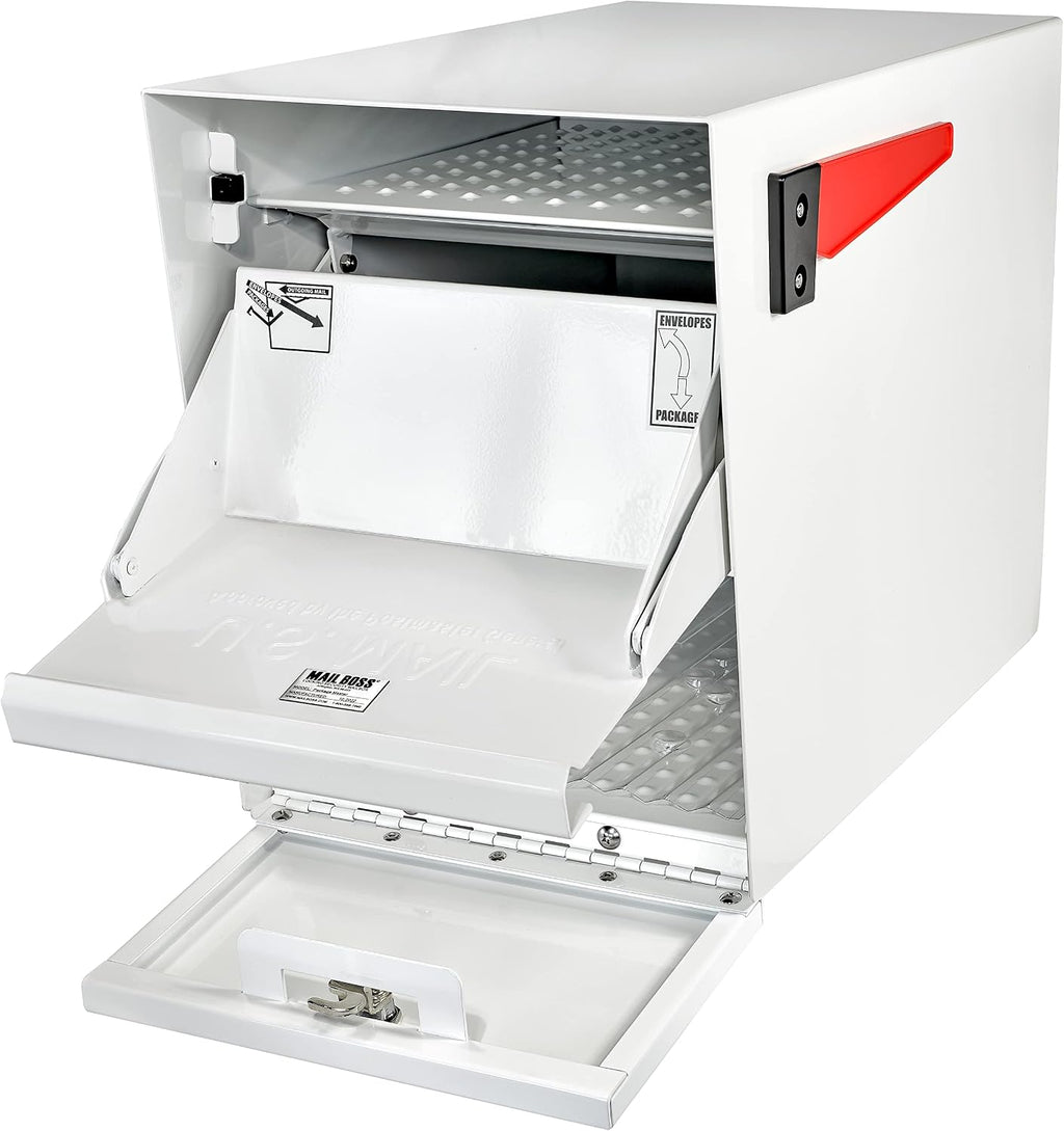 Mail Boss 7209 Package Master Curbside Locking Security Mailbox, Alpine White