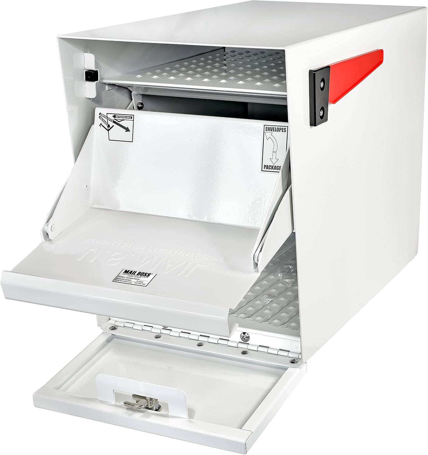 Mail Boss 7209 Package Master Curbside Locking Security Mailbox, Alpine White