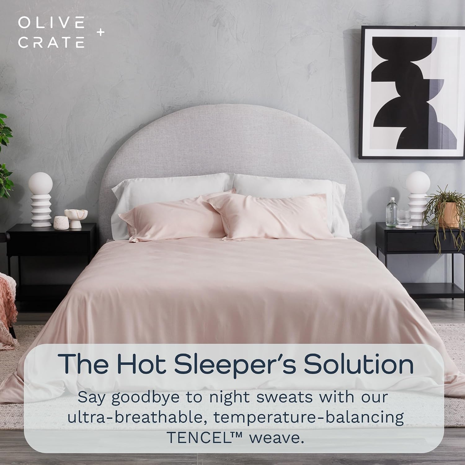 Olive + Crate Tencel King Duvet Cover Set - Hypoallergenic, Cooling Lyocell, Eucalyptus Duvet Cover for Hot Sleepers with Two Pillowcases - Barely Pink 3-Piece