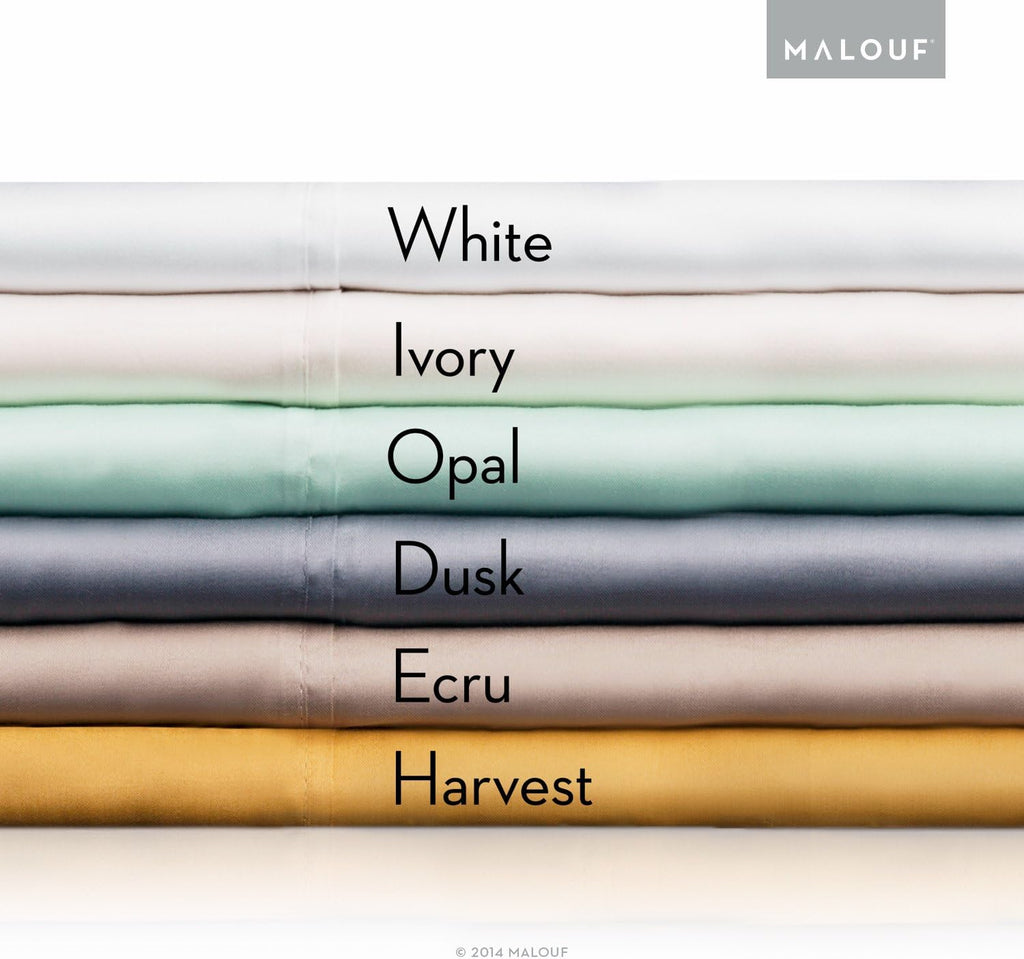 Malouf Soft and Eco Friendly Tencel Pillowcase-and-Sheet-Sets, Split Queen Size, White