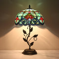 Tiffany Table Lamp, Stained Glass Baroque Style, Metal Leaf Base Decor Lamp, 12x12x19 Inch for Bedroom, Living Room, Home, Office