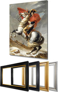 DECORARTS - Napoleon Crossing The Alps by Jacques Louis David Art Reproduction. Oversize Solid Wooden Frame Matching with Giclee Prints Canvas Wall Art. Total Size: W 35' x H 43'