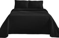 Superior Cotton Fleur De Lis Bedspread Set, Warm Blankets, All-Season Bedding, Bedroom Decor, Decorative Boho Medallion Coverlet, Includes 1 Bedspread, 2 Pillow Shams, King, Black