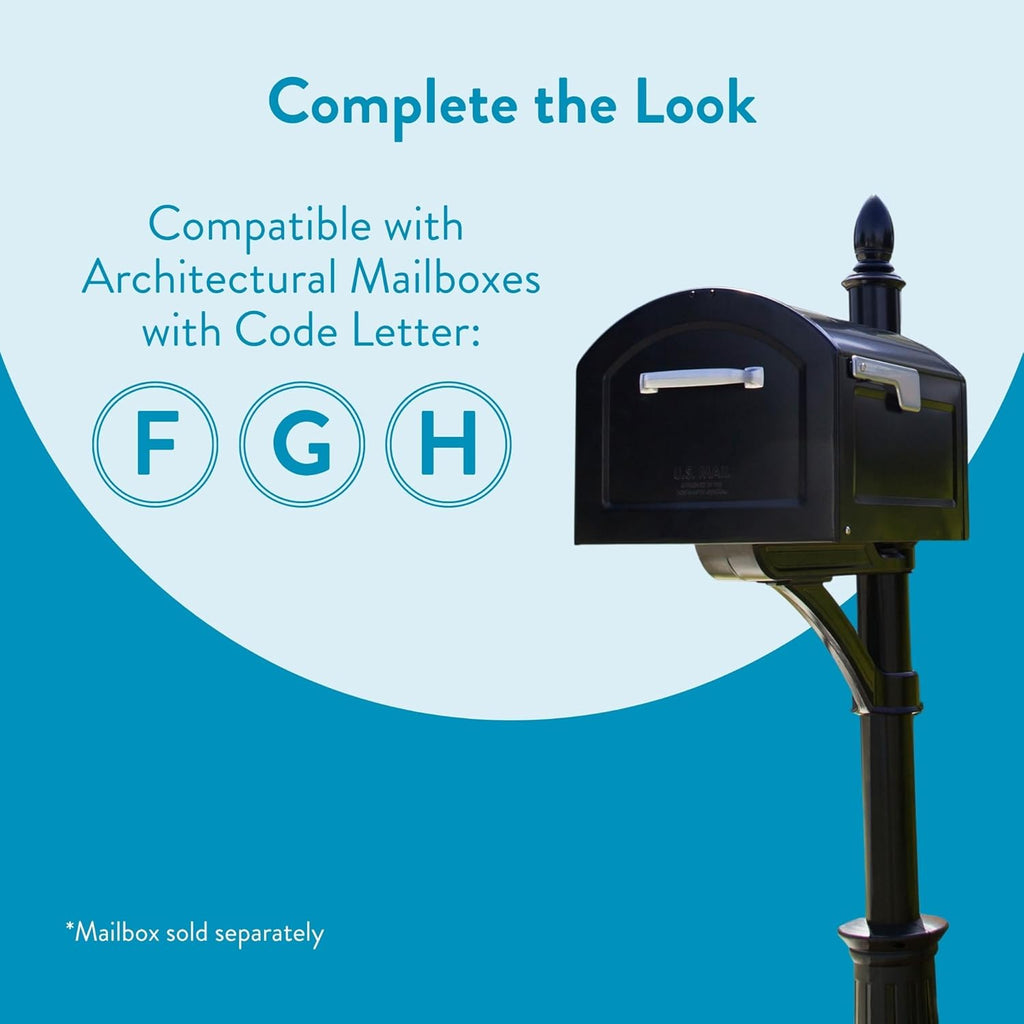 Architectural Mailboxes Hamilton Aluminum Mailbox Post, Compatibility Code F, G, H, 7510B-10, Black