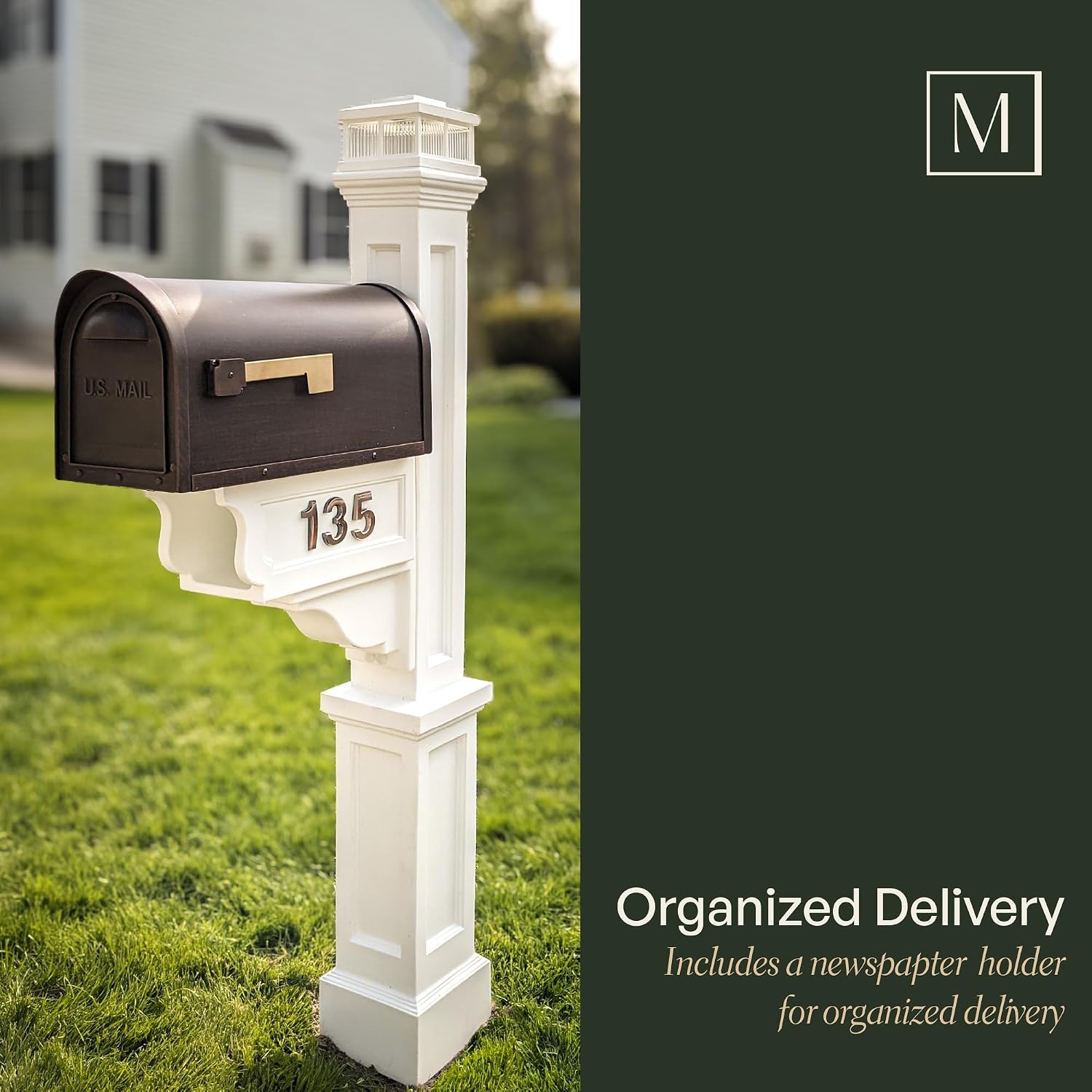 Mayne Dover Single Arm Mail Post - Black - 25.5in x 8in x 56.5in - Standard Post, Arm & Hardware Kit Included (5810-B)