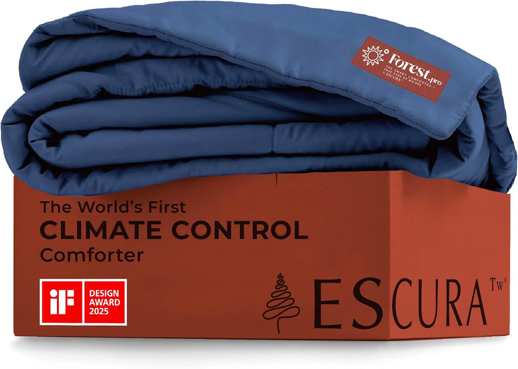ESCURA Tw® Climate Control Comforter, Twin/Twin XL, German Patented PCM Down Alternative All-Season Design for Hot Sleepers & Night Sweats, Bamboo Lightweight Breathable Hypoallergenic Blanket