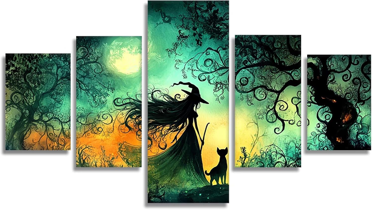 Abstract Diamond Art 5 Piece Diamond Painting Magic 5D DIY Full Round Drill Dimond Art Paintings Rhinestones Crafts for Adults Gem Painting for Home Decor, Large Artwork for Wall 36 x 70 Inch,Model159