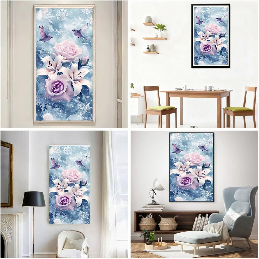 Diamond Art Kits for Adults Snow Diamond Painting Kits, 5D DIY Square Flower Full Drill Dimond Art Paintings Crystal Rhinestones Crafts for Adults for Home Wall Decor, Large Size 36 x 72 Inch,Model894