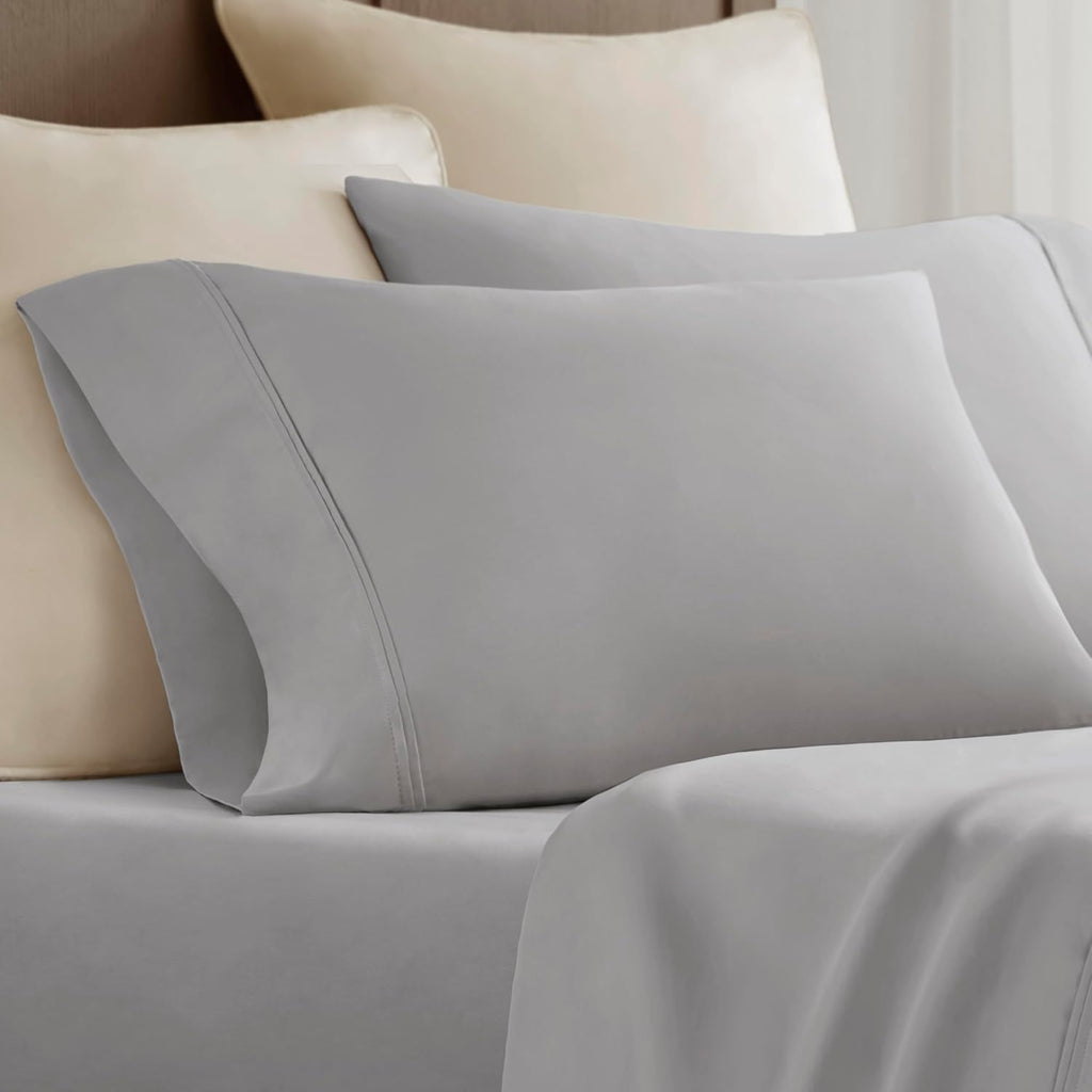 Harbor House Luxury 100% Egyptian Cotton Sheet Set, 400 Thread Count Sateen Weave, Soft & Breathable Bed Sheets with Deep Pocket, 4-Piece Queen Bedding Set, Gray