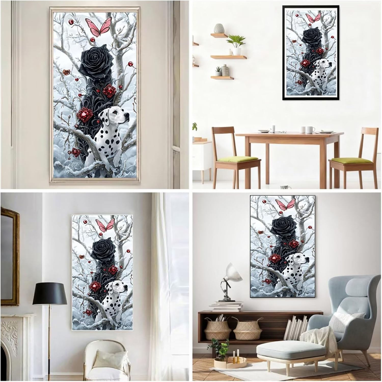 Diamond Art Kits for Adults Black Diamond Painting Kits, 5D DIY Square Rose Full Drill Dimond Art Paintings Crystal Rhinestones Crafts for Adults for Home Wall Decor, Large Size 36 x 72 Inch, Model924
