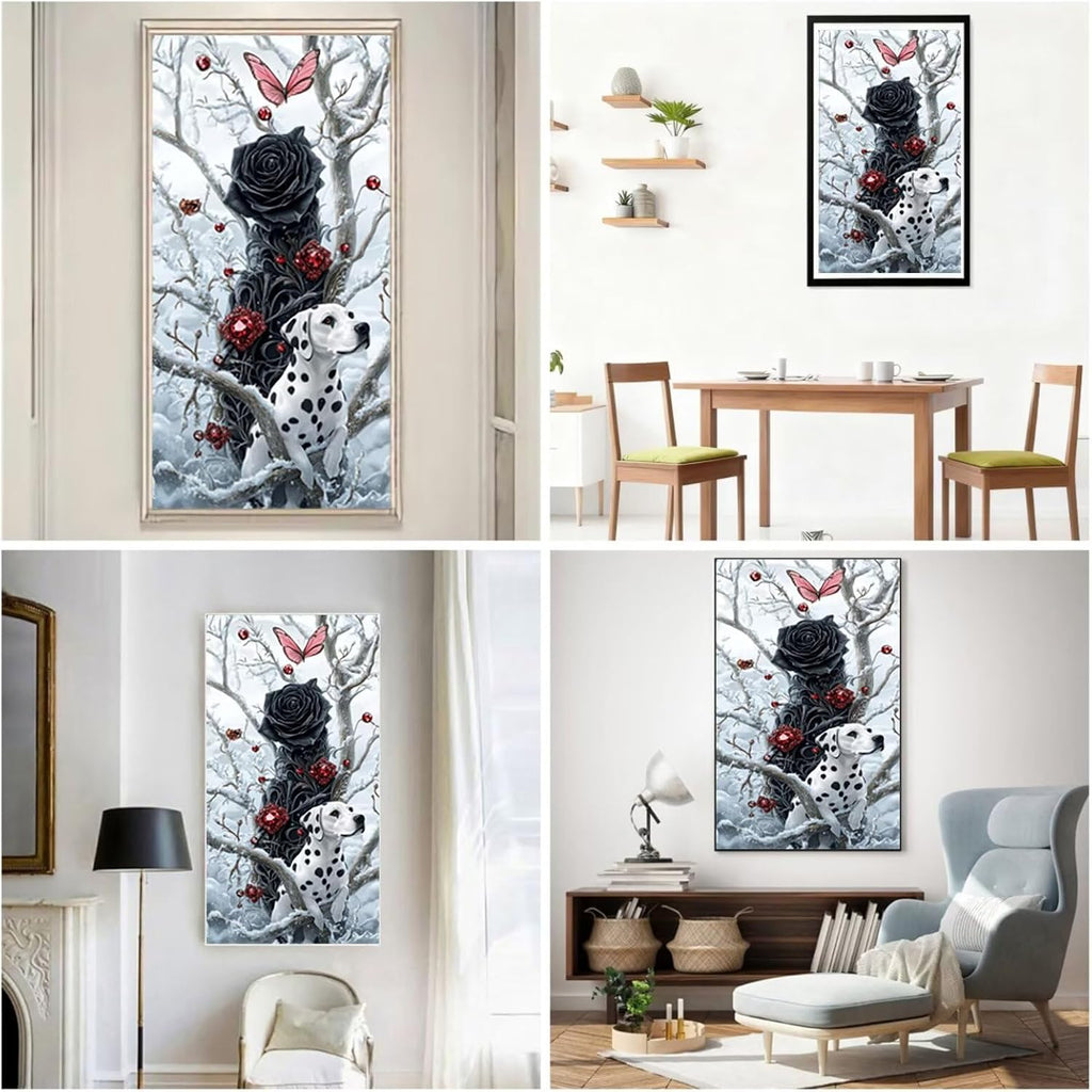 Diamond Art Kits for Adults Black Diamond Painting Kits, 5D DIY Square Rose Full Drill Dimond Art Paintings Crystal Rhinestones Crafts for Adults for Home Wall Decor, Large Size 40 x 80 Inch, Model924