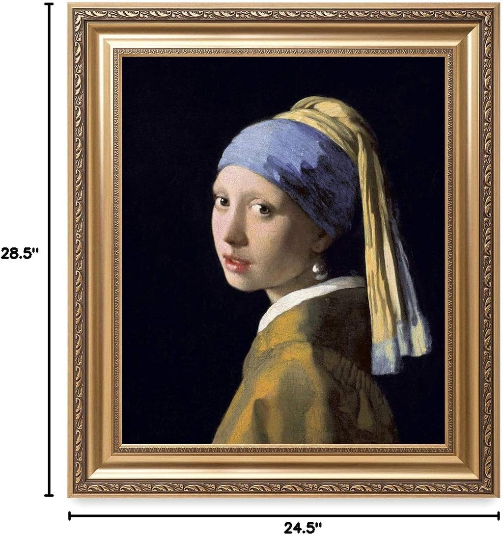 DECORARTS - Girl With A Pearl Earring, Johannes Vermeer Classic Art. Giclee Prints Framed Art for Wall Decor. Framed size: 26x30