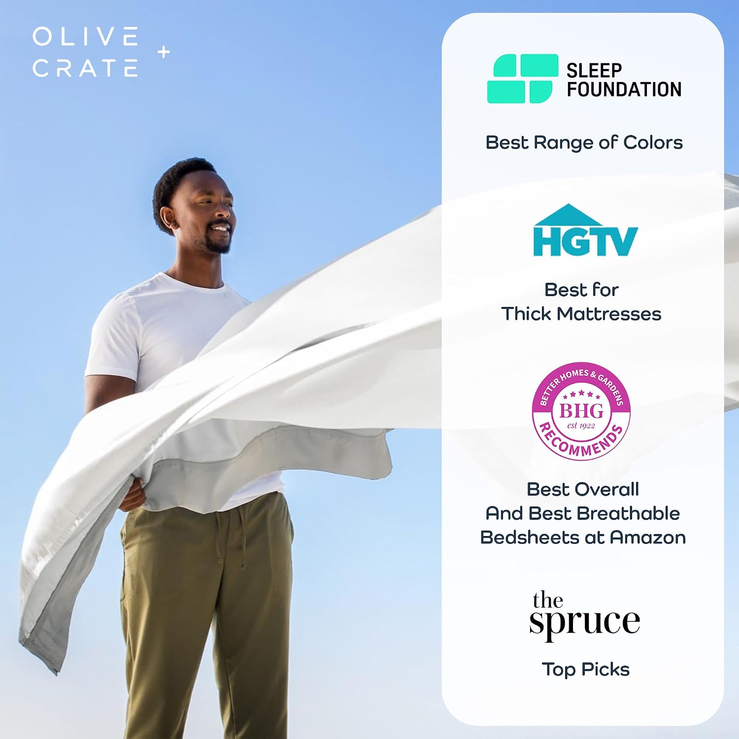 Olive + Crate Tencel Lyocell Eucalyptus Queen Size Sheet Set - Cooling Tencel Sheets for Hot Sleepers with 18 Inch Deep Pocket Fit - Eucalyptus 4-Piece Set