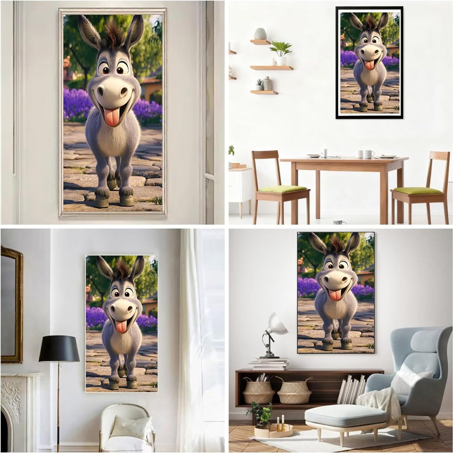 Diamond Art Kits for Adults Donkey Diamond Painting Kits, 5D DIY Square Animal Full Drill Dimond Art Paintings Rhinestones Crafts for Adults for Gift Home Wall Decor, Large Size 36 x 72 Inch, Model852