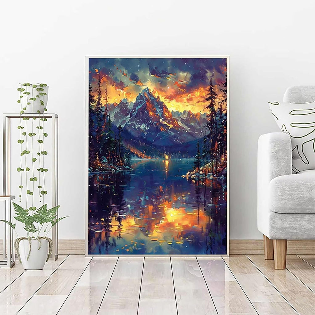 Diamond Art Mountain Diamond Painting Landscape Dimond Art Painting for Adults Beginners, 5D Crystal Gem Crafts Mosaic Kits for Adults Hobbies for Women Gifts, Room Decor, 36 x 48 Inch Canvas -zjn2644