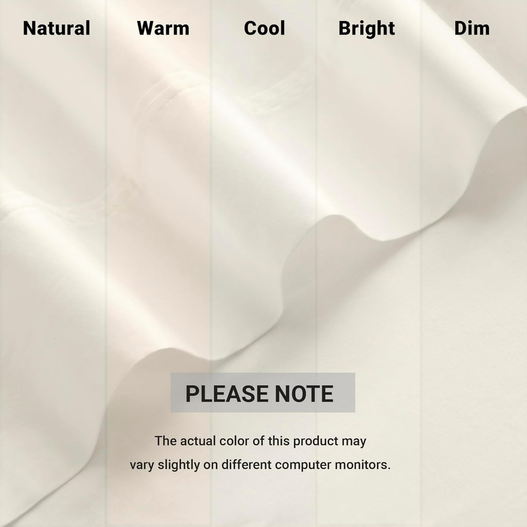 Harbor House Luxury 100% Egyptian Cotton Sheet Set, 400 Thread Count Sateen Weave, Soft & Breathable Bed Sheets with Deep Pocket, 4-Piece Queen Bedding Set, Ivory