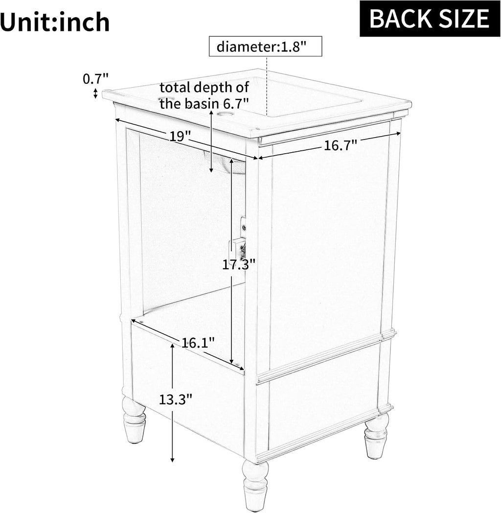 Bellemave 20 Inch Bathroom Vanity with Sink 20' Bathroom Vanity Set Bathroom Vanity and Basin Sink Combo with Two Doors, A Drawer and Magnetic Door Stopper for Bathroom No Mirror (White)