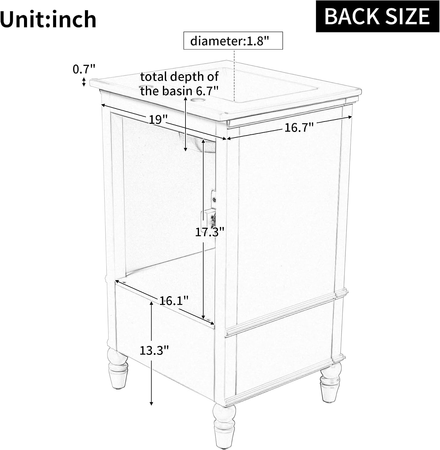 Bellemave 20 Inch Bathroom Vanity with Sink 20' Bathroom Vanity Set Bathroom Vanity and Basin Sink Combo with Two Doors, A Drawer and Magnetic Door Stopper for Bathroom No Mirror (White)