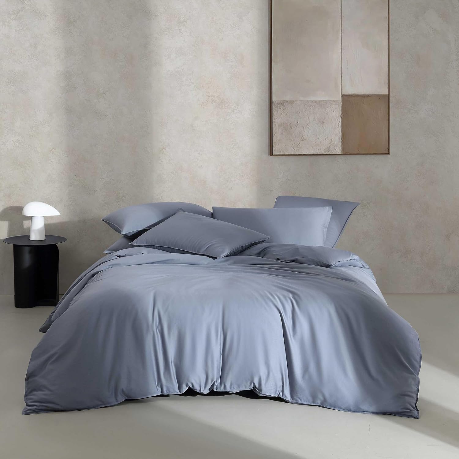 Calvin Klein - King Duvet Cover Set, Organic Cotton Sateen Bedding, Luxuriously Soft Home Decor, GOTS Certified (Organic Earth Dusk Blue, King)