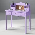 FUNKOCO Home Office Furniture Writing Desk, 36 Inch Computer Work Station with Detachable Hutch for Small Place, 5 Drawers(Purple)