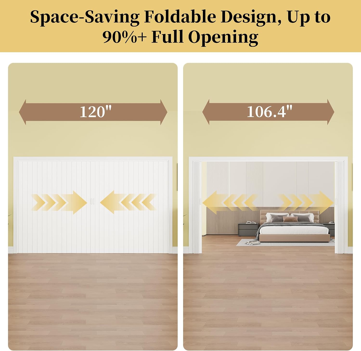 120' x 80' Enhanced Accordion Door Interior, Power Magnetic PVC Folding Door with 4 Handles & All Hardware, Room Divider Accordion Doors for Doorway Closet Basement Bathroom RV Camper, White