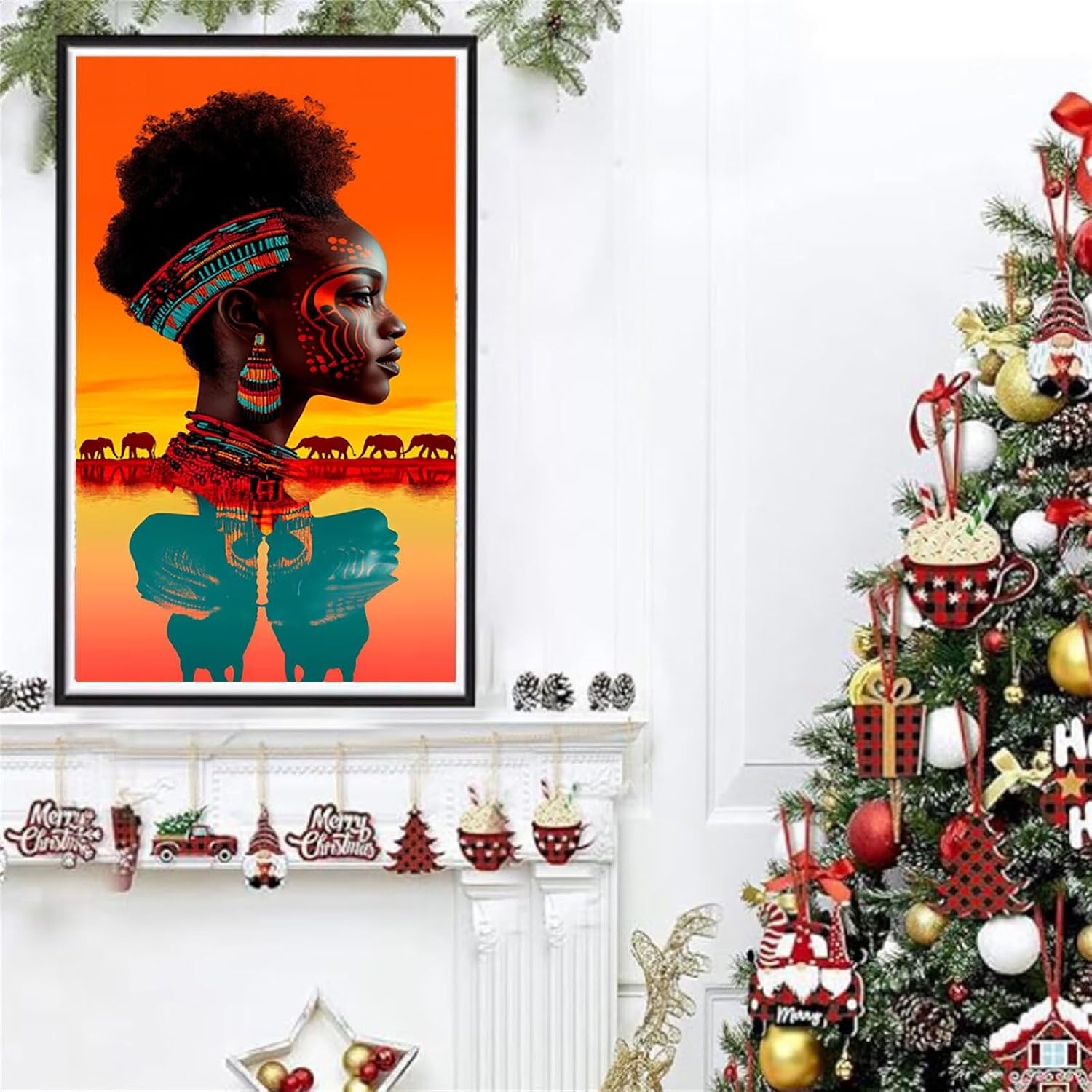 Diamond Art Kits for Adults Africa Diamond Painting Kits, 5D DIY Round Woman Full Drill Dimond Art Paintings Crystal Rhinestones Crafts for Adults for Home Wall Decor, Large Size 36 x 72 Inch,Model909