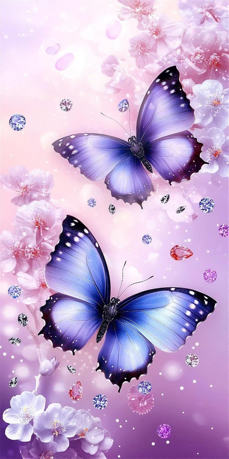 Diamond Art Kits for Adults Butterfly Diamond Painting Kits, 5D DIY Round Flower Full Drill Dimond Art Paintings Crystal Crafts for Adults for Gift Home Wall Decor, Large Size 36 x 72 Inch, Model813