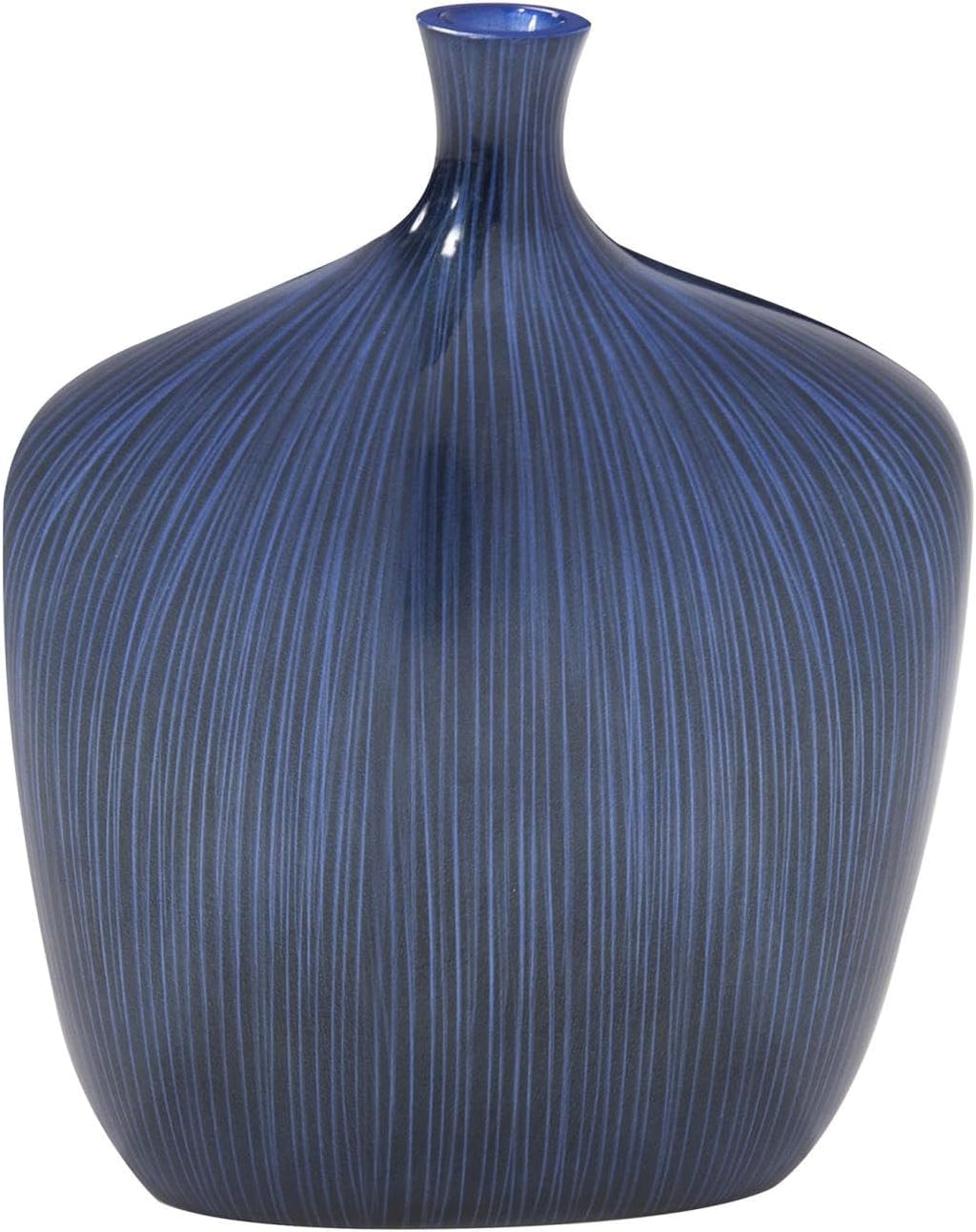 Howard Elliott Collection Sleek Cobalt Blue Wooden Vase with Brushed Black Accents, Large Decorative Accent Vase for Table Centerpiece, Flowers, Console Table and Living Room Decor
