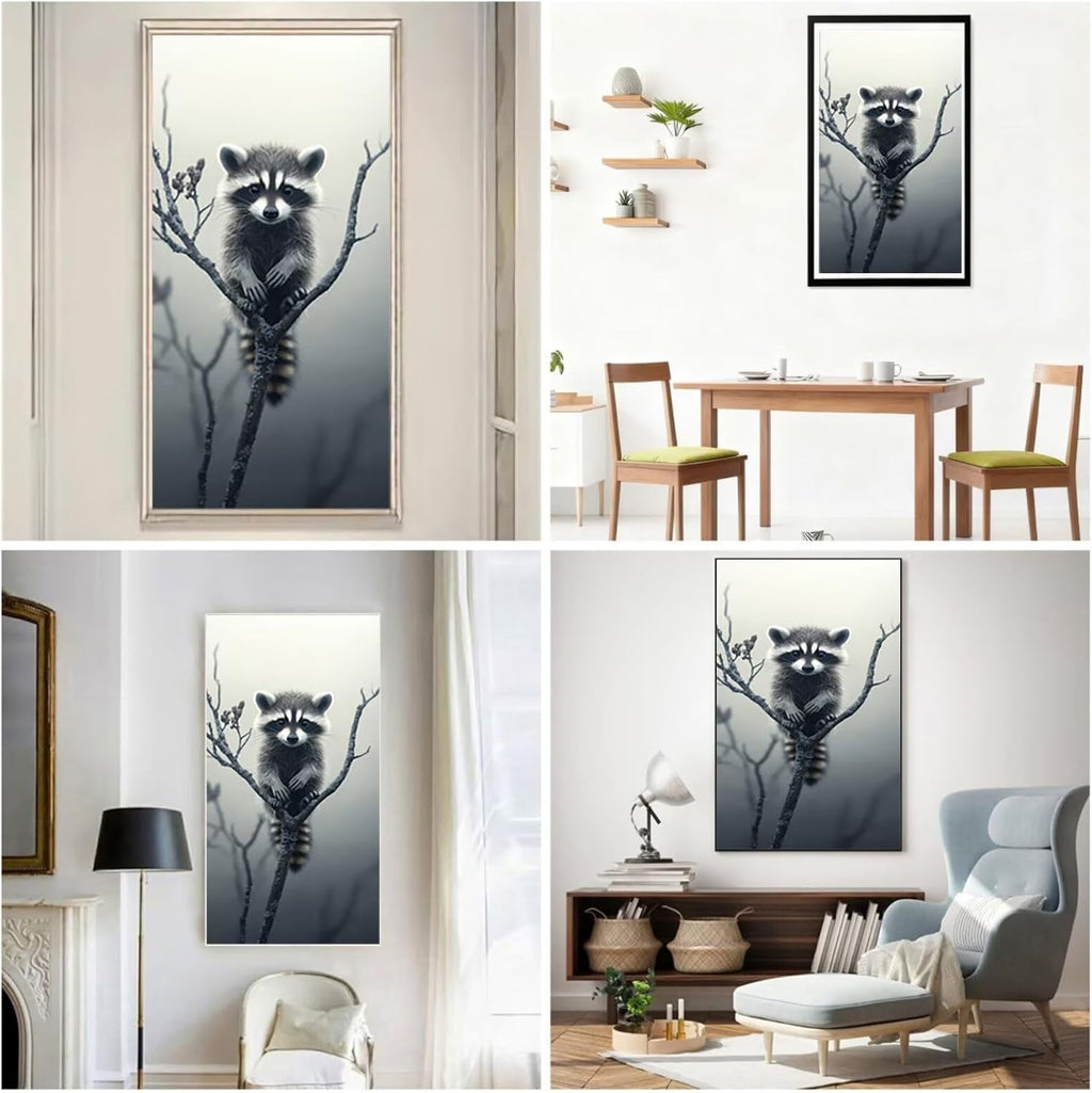 Diamond Art Kits for Adults Raccoon Diamond Painting Kits, 5D DIY Round Animal Full Drill Dimond Art Paintings Rhinestones Crafts for Adults for Gift Home Wall Decor, Large Size 40 x 80 Inch, Model999